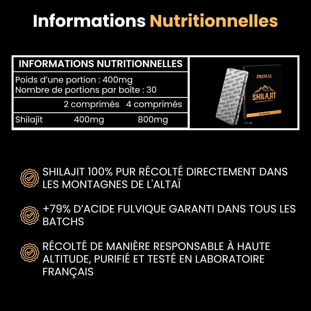 Comprimés de Shilajit Primal